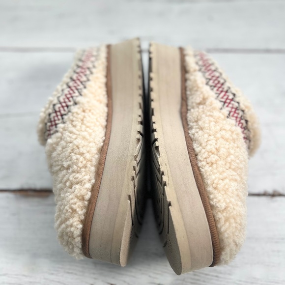 UGG Women's Platform Tazz Shearling Slippers Natural US 8 BRAID Ivory Red Fur - Picture 7 of 16